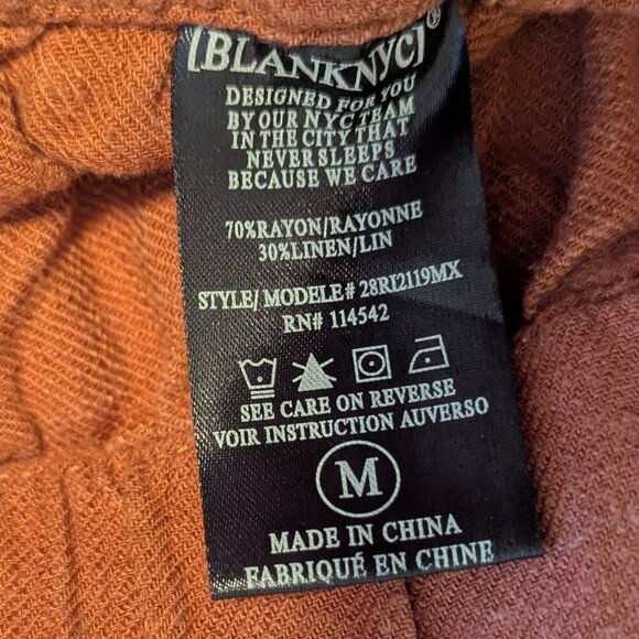 Blank NYC Wide Leg Paperbag Pants Linen Cropped Terracotta Rust Boho - Picture 6 of 7